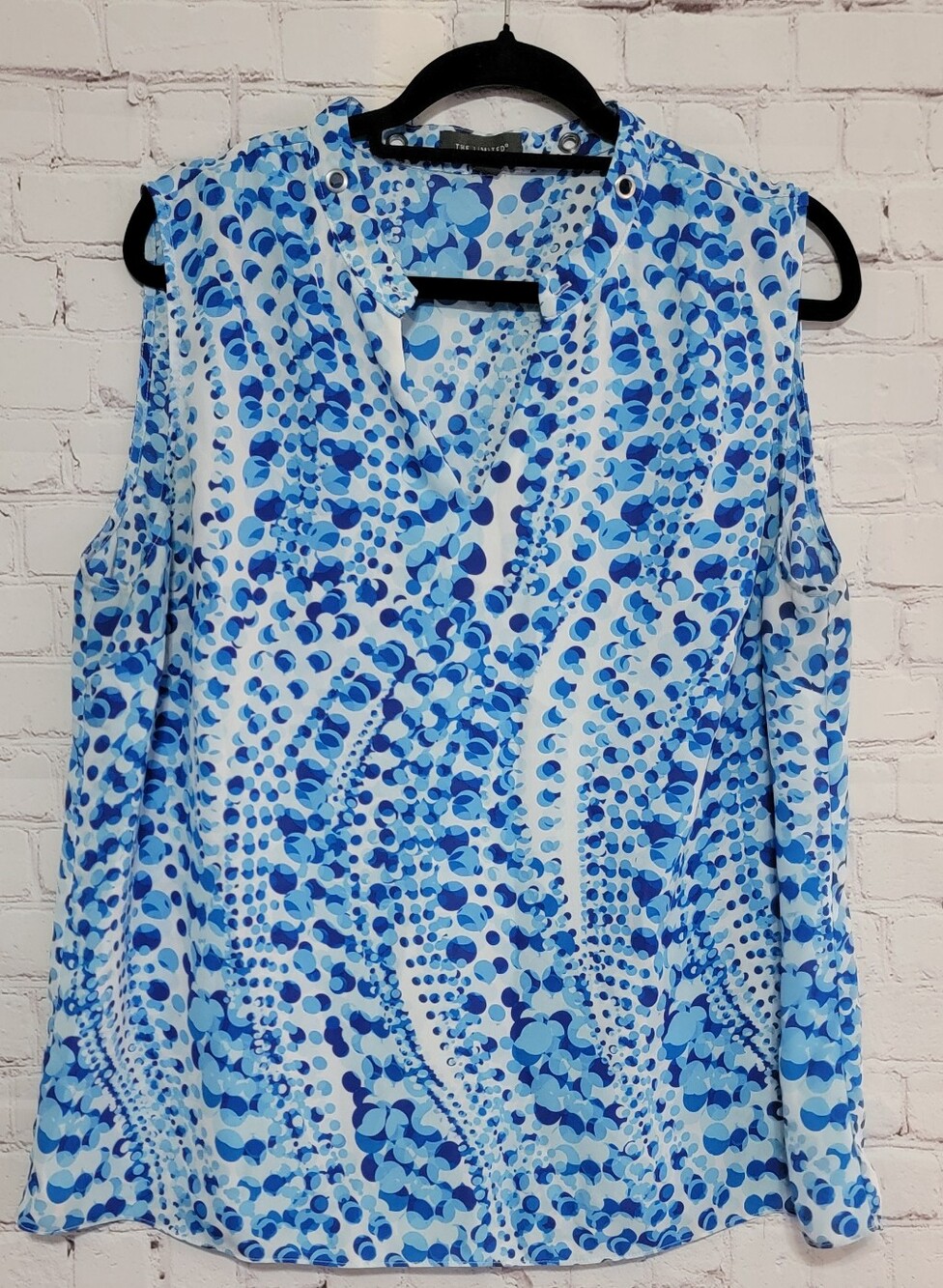 The Limited Blue White Patterned Cold-Shoulder Camisole